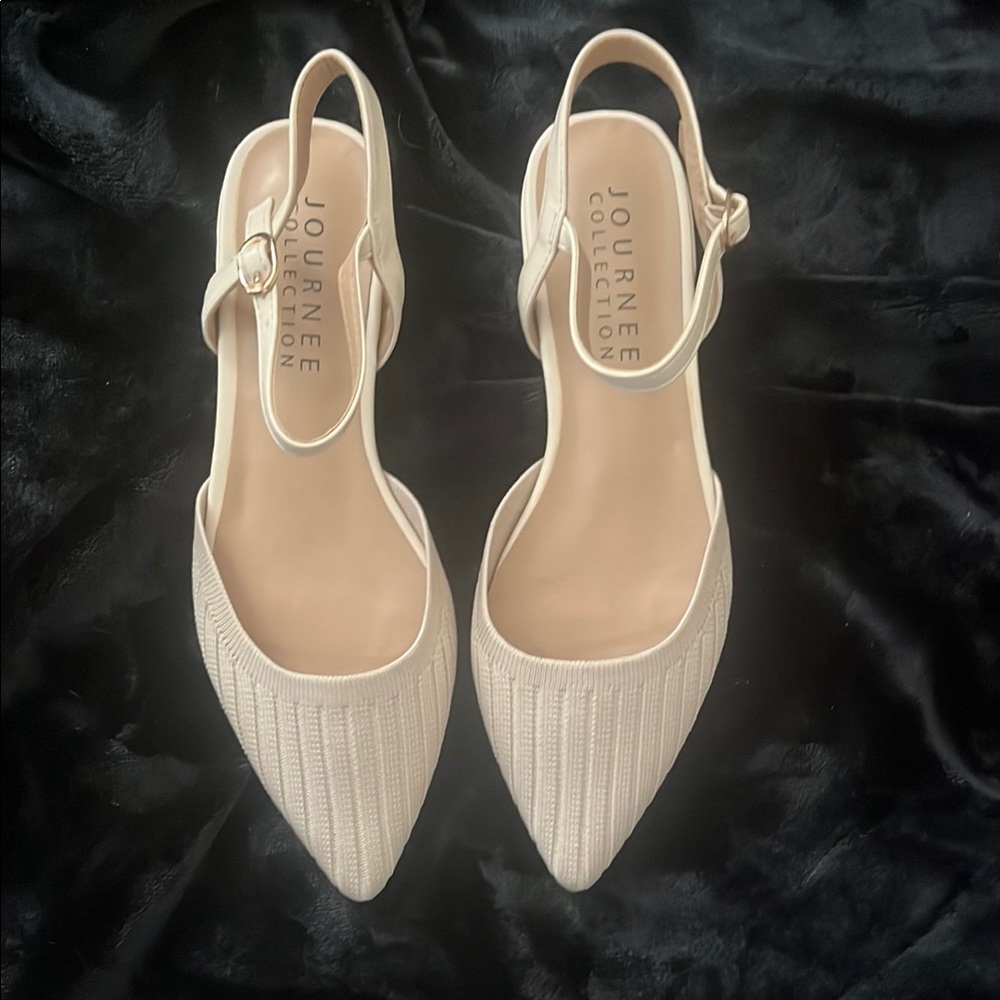 Journee Collection Women's Cream Slingback Heels